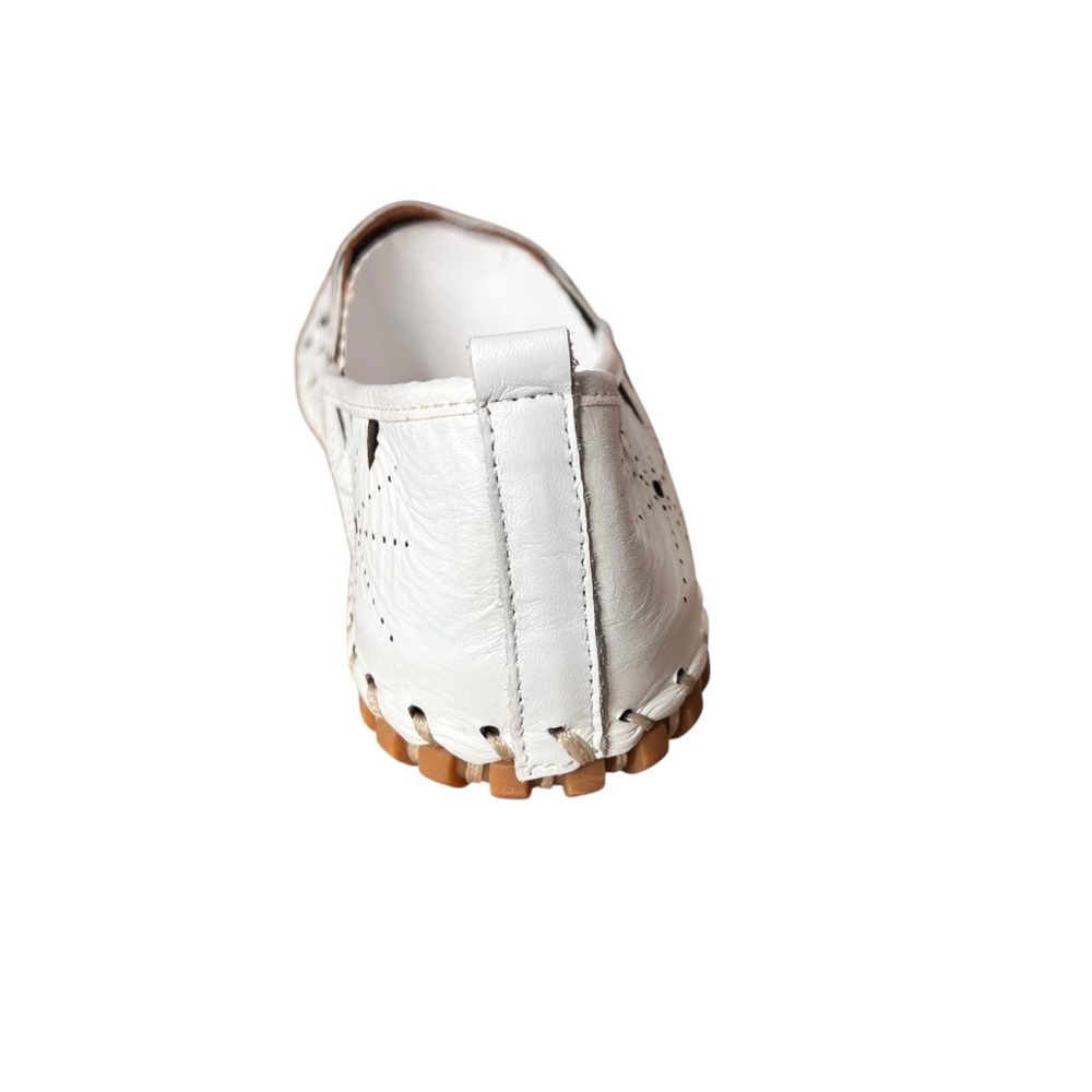 Spring Step Fusaro White Leather Laser Cut Women’s Flats - Picture 4 of 8